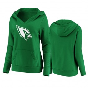 Women's Arizona Cardinals Green St. Patrick's Day White Logo Pullover Hoodie